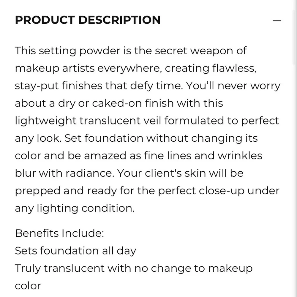 🖤5/$25 Setting powder 3 oz translucent photography large bottle RCMA